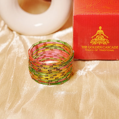 Beautiful Glass Bangles for Women & Girls (Pack of 12 Bangles)