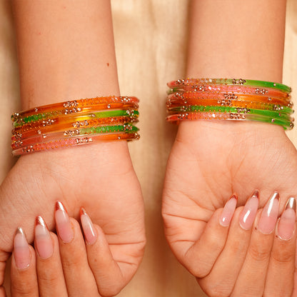 Stylish Traditional Glass Bangle with Beads Studded for Women & Girls (Pack of 12 Bangles)