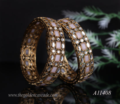 Premium Kundan Work Metal Kada For Women (Pack of 2)