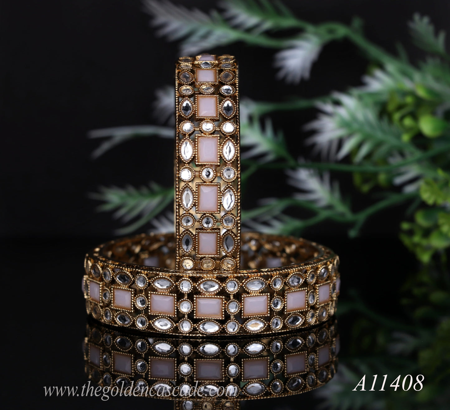 Premium Kundan Work Metal Kada For Women (Pack of 2)