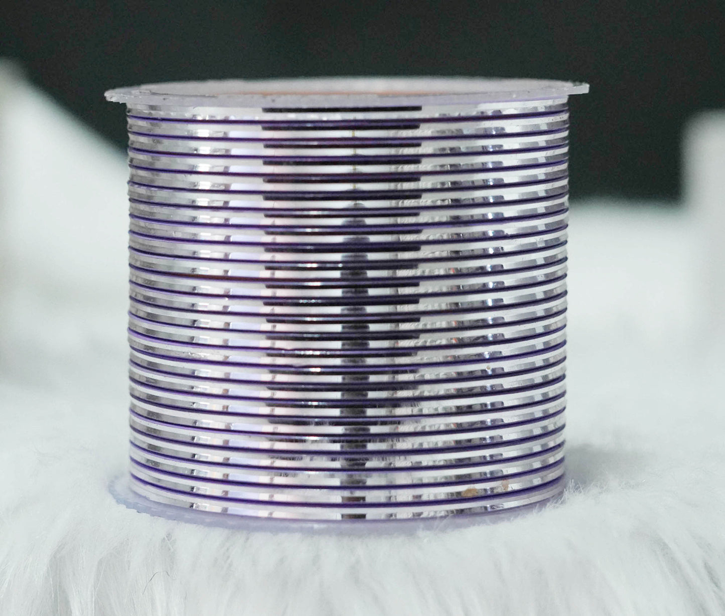 Light Purple Maroon Color Glossy Metal Bangle for Women & Girls (Pack of 24)