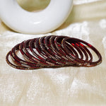 Handcrafted Glass Chudi Set with Golden Balls & Beads Work (Pack of- 12 Bangles)