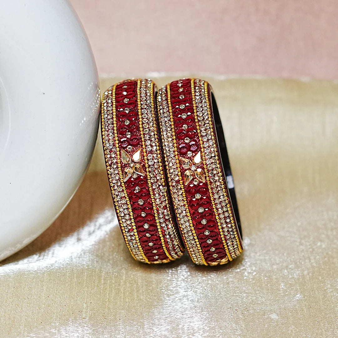 Traditional Wide Glass Kada with Beads Studded Design for Women & Girls (Pack of 2)