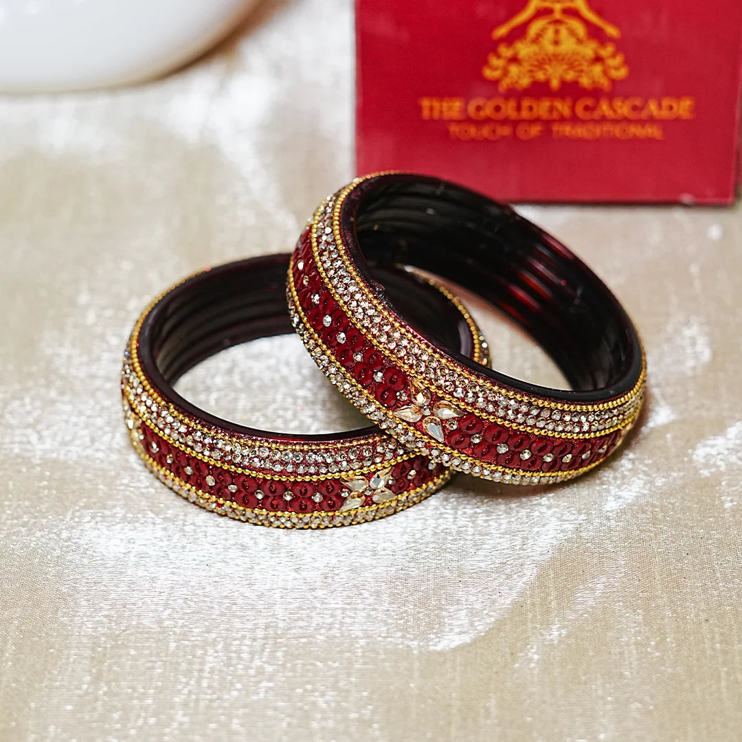 Traditional Wide Glass Kada with Beads Studded Design for Women & Girls (Pack of 2)