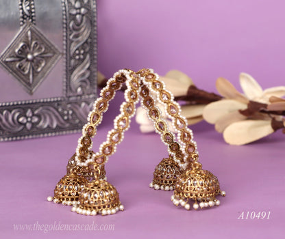 Kundan Design Jhumki Metal Kada for Women