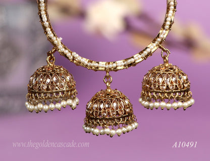 Kundan Design Jhumki Metal Kada for Women