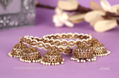 Kundan Design Jhumki Metal Kada for Women