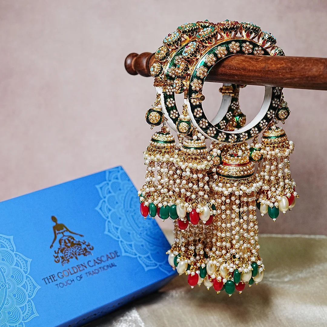 Multi Color Traditional Jewelry Rajwadi Wedding Latkan Kada for Women (Pack of 2)