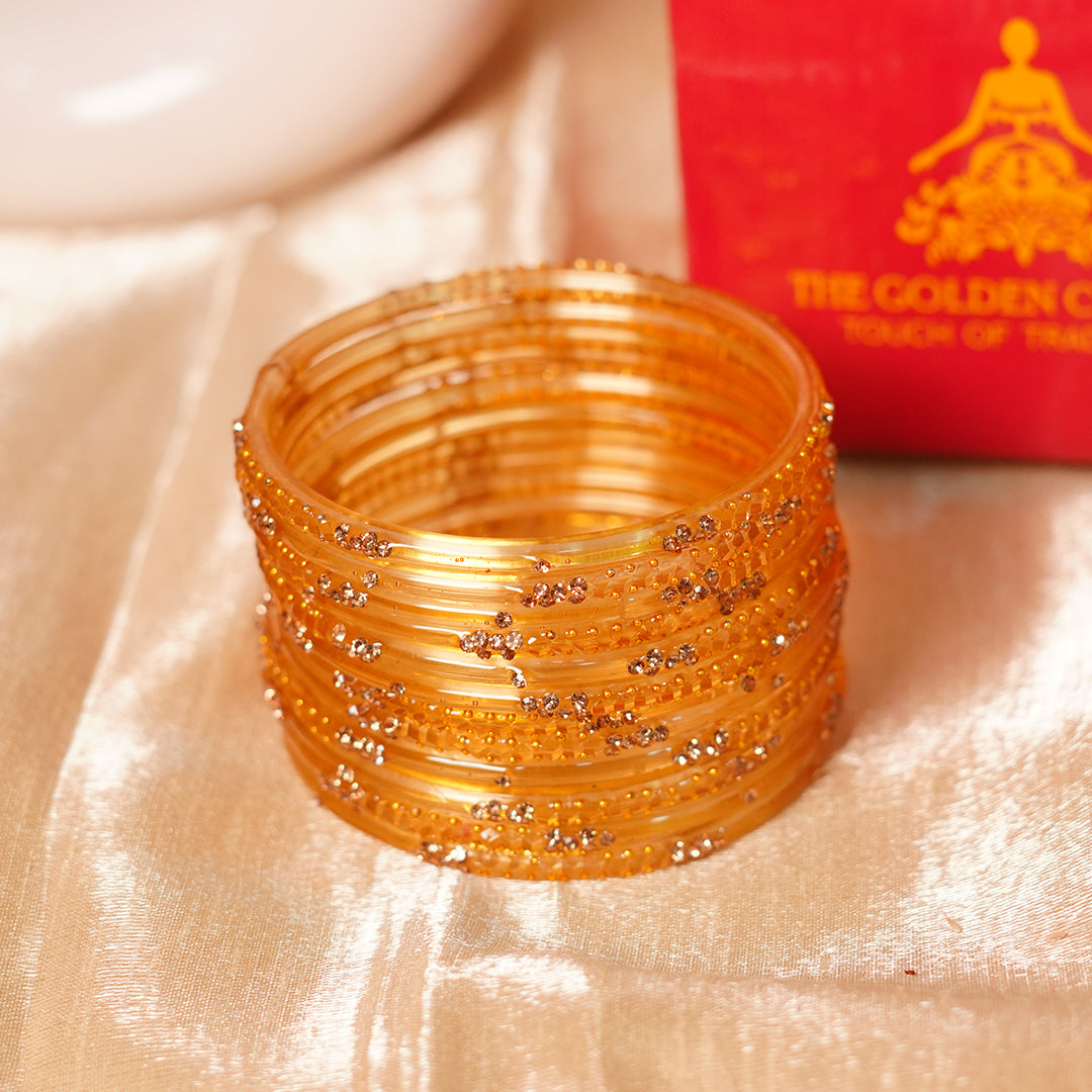 Stylish Traditional Glass Bangle with Beads Studded for Women & Girls (Pack of 12 Bangles)