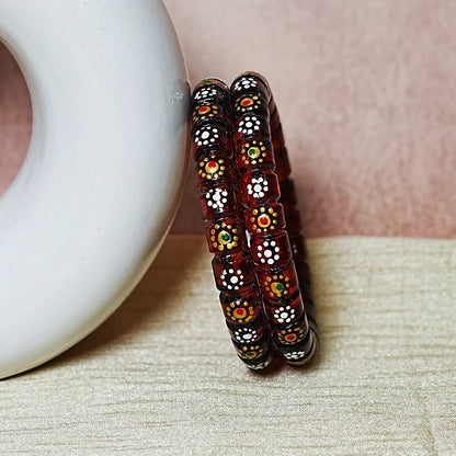 Stylish Cutting Design Printed Glass Kada for Women & Girls (Pack of 2)