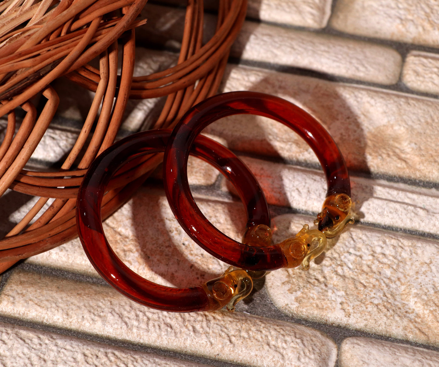 Multiple Color Elephant Design Glass Kada for Women & Girls (Pack of 2 Kada)