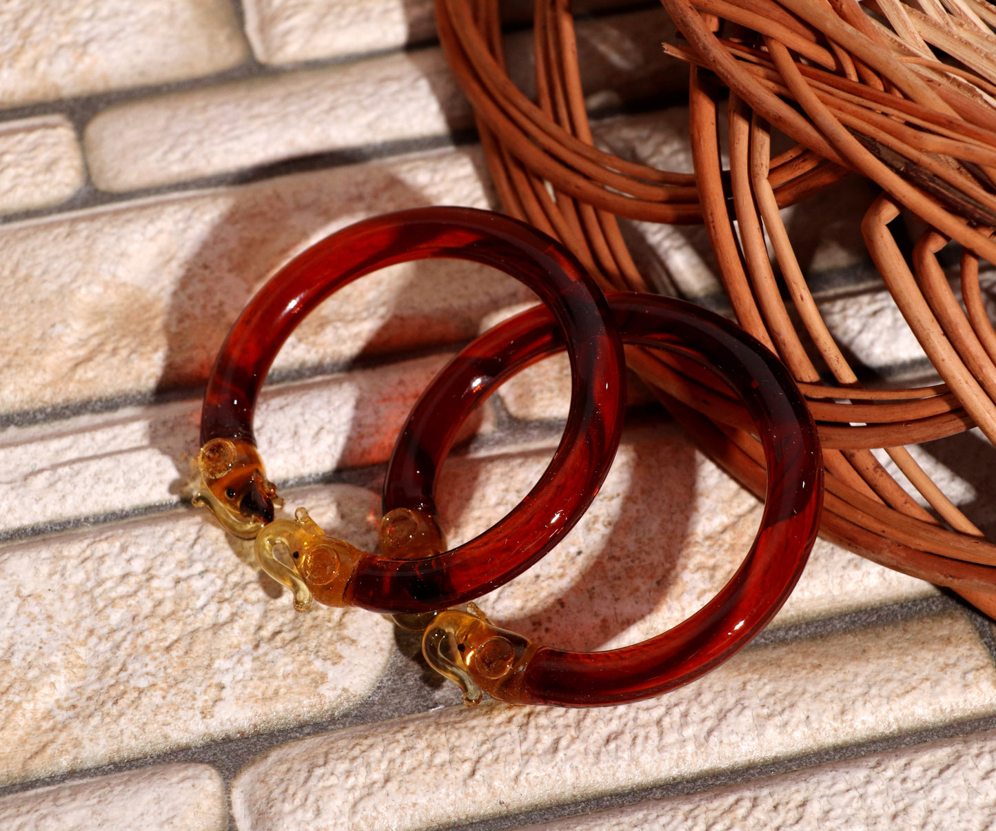 Multiple Color Elephant Design Glass Kada for Women & Girls (Pack of 2 Kada)