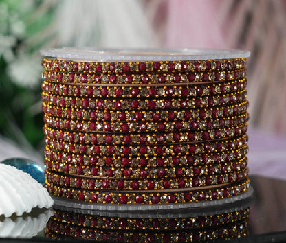 Glass Bangles with Beads Studded for Women & Girls | Multiple Color Chudiyan (Pack of 12 Bangles)