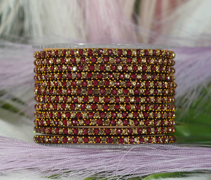Glass Bangles with Beads Studded for Women & Girls | Multiple Color Chudiyan (Pack of 12 Bangles)