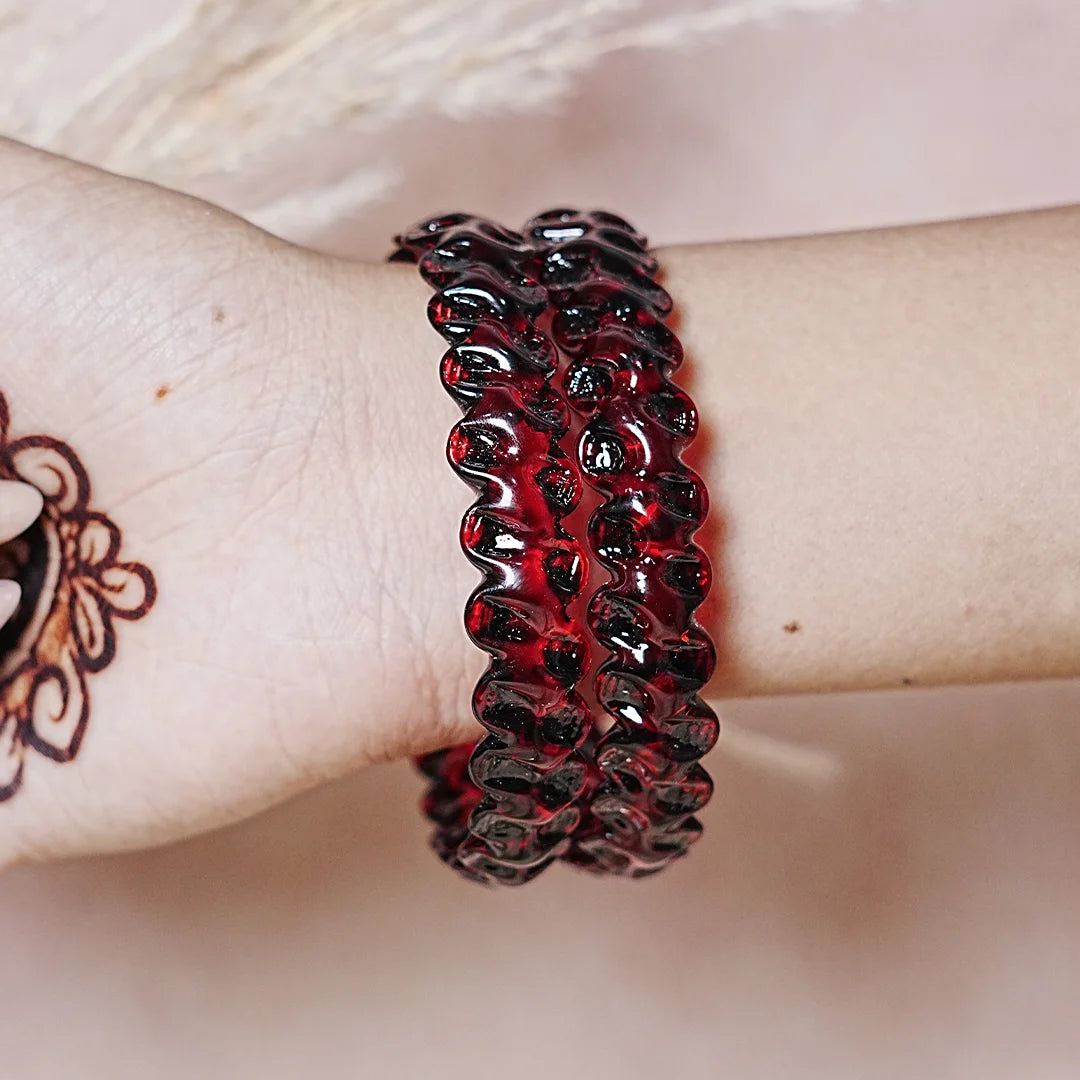 Unique Design "Sitara Glass Kada" Bangles with Glossy Finish for Women & Girls (Pack of 2)