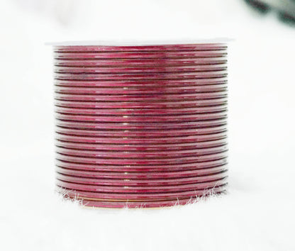Maroon Color Glossy Metal Bangle for Women & Girls (Pack of 24)
