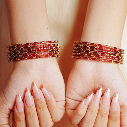 Multiple Color Glass Bangle with Beads Studded for Women & Girls (Pack of 12 Bangles)