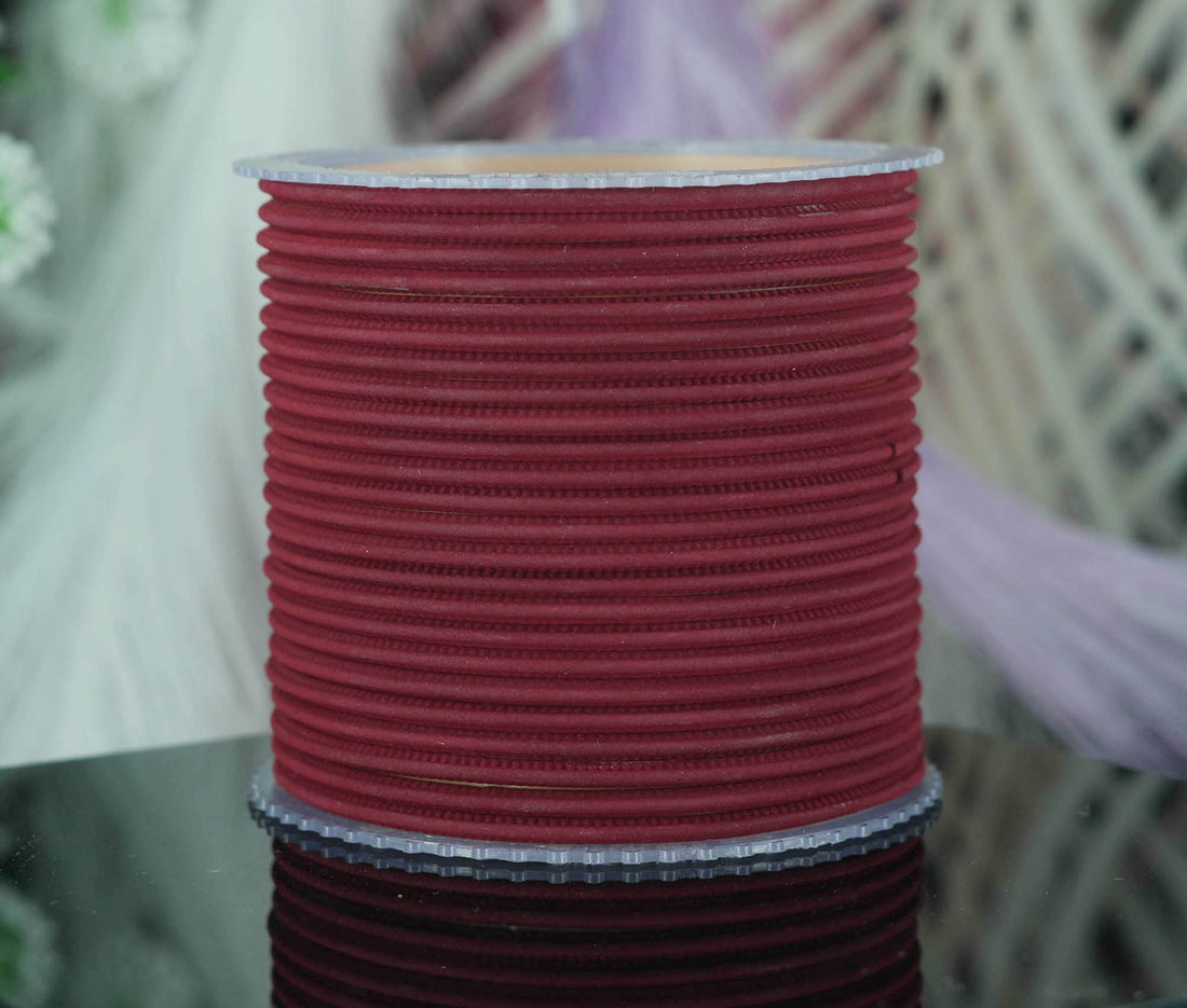 Maroon Color Plain Matte Metal Bangles for Women & Girls (Pack of 24)