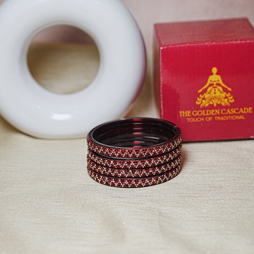 Handmade Beaded Work Glass Kada Bangles for Women & Girls (Pack of 4 Kada)