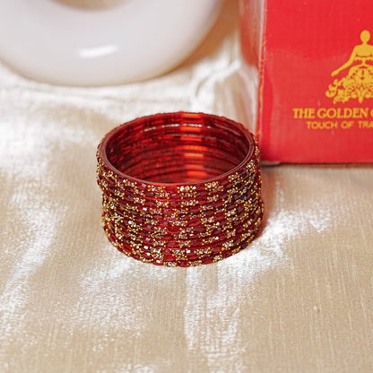 Multiple Color Glass Bangle with Beads Studded for Women & Girls (Pack of 12 Bangles)