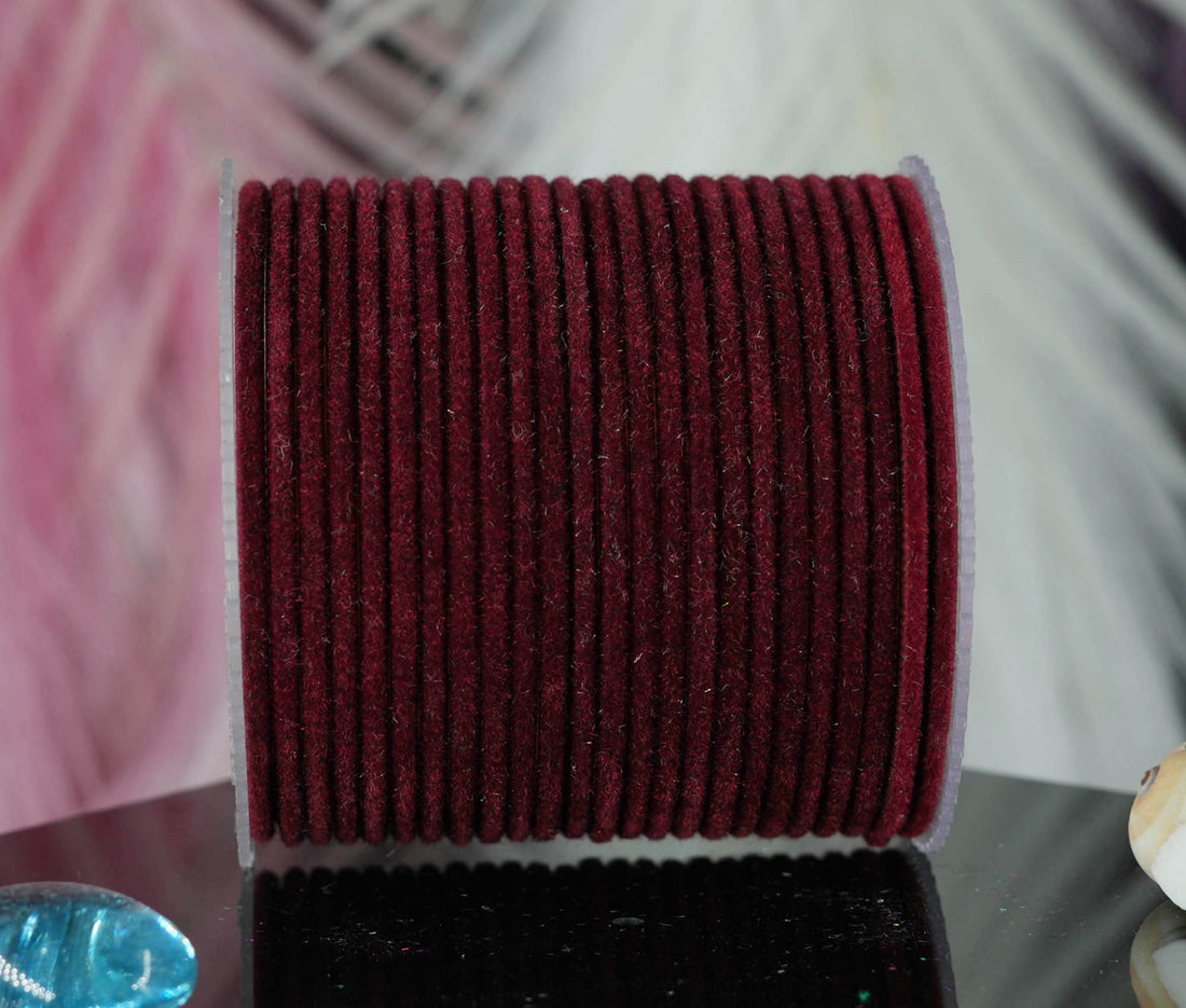 Maroon Color Velvet Metal Bangles for Women & Girls (Pack of 24)