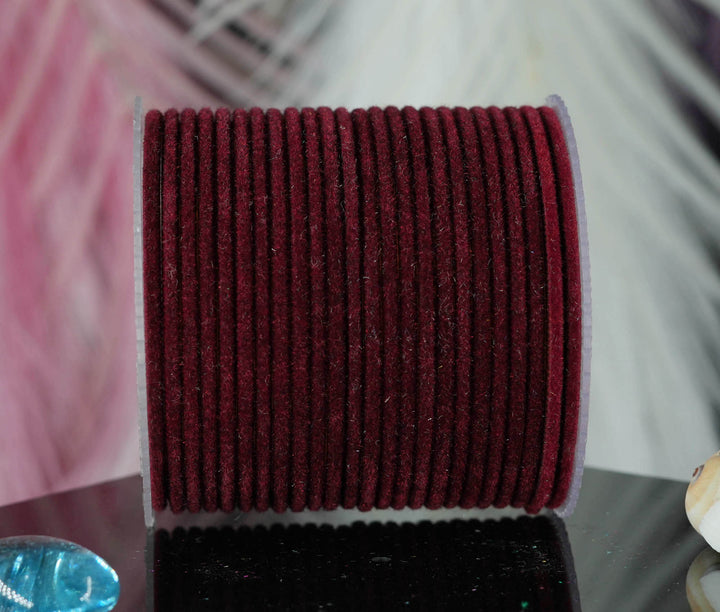 Maroon Color Velvet Metal Bangles for Women & Girls (Pack of 24)