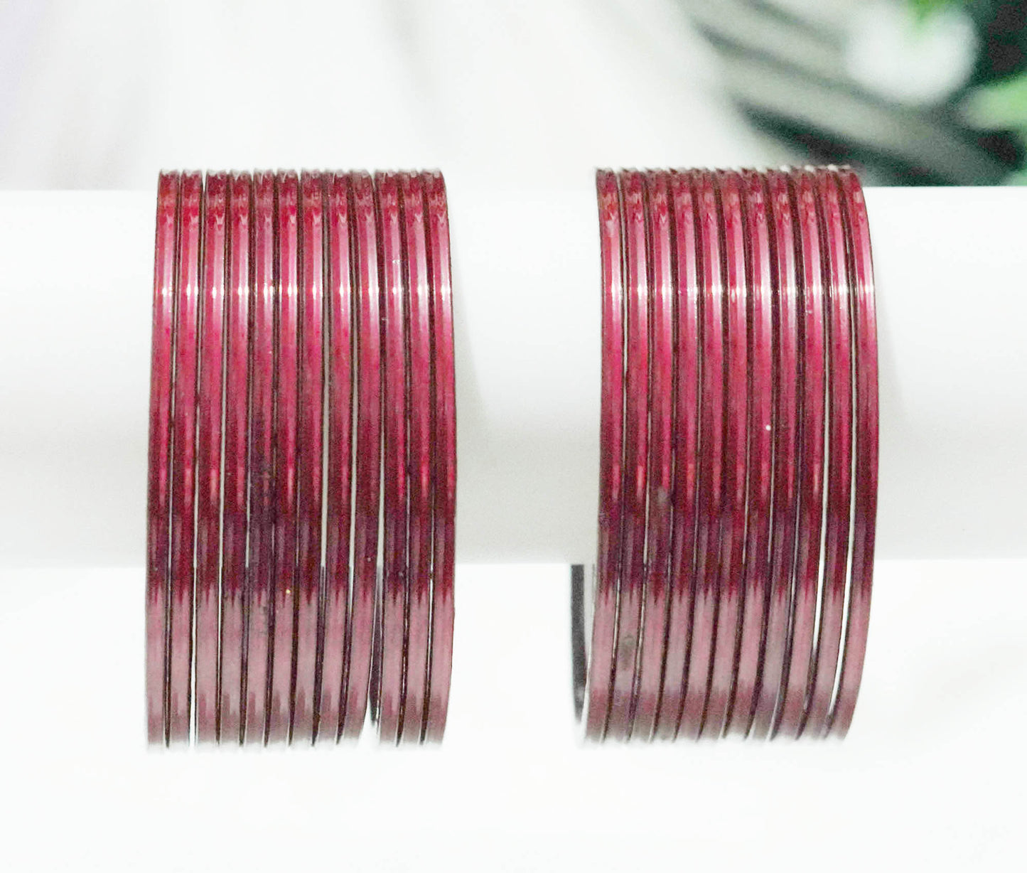 Maroon Color Glossy Metal Bangle for Women & Girls (Pack of 24)