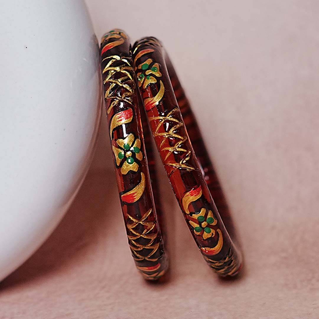 Traditional Glass Kada Bangle with Meenakari Work for Women & Girls (pack of 2 kada)