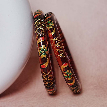 Traditional Glass Kada Bangle with Meenakari Work for Women & Girls (pack of 2 kada)