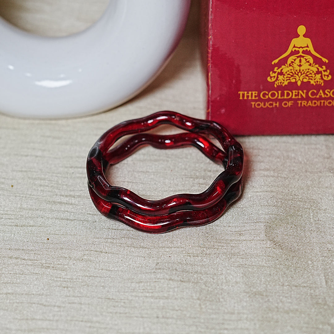 Zig-Zag Glass Kada Bangle, Glossy Finish for women and girls (Pack of 2 Kada)