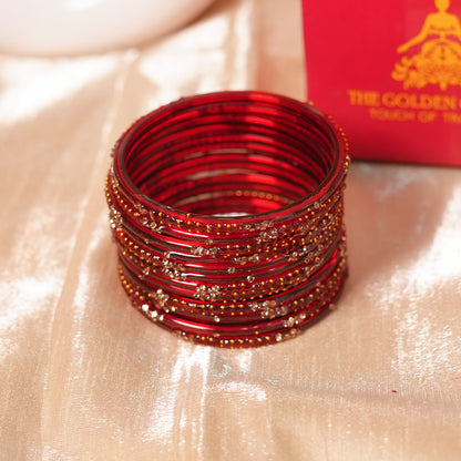 Stylish Traditional Glass Bangle with Beads Studded for Women & Girls (Pack of 12 Bangles)