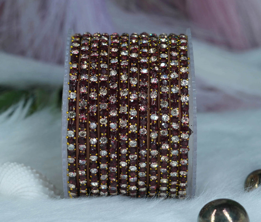 Glass Bangles with Beads Studded for Women & Girls (Pack 12)