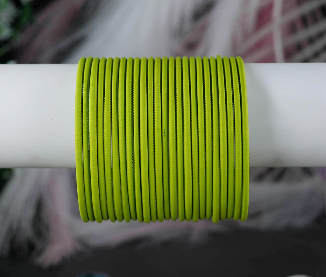 Mehndi Color Plain Matte Metal Bangles for Women & Girls (Pack of 24)