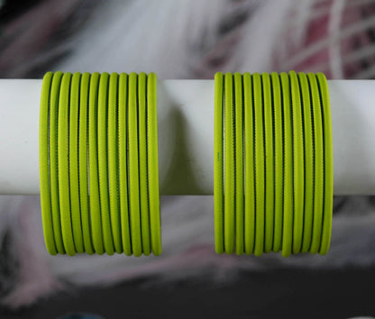 Mehndi Color Plain Matte Metal Bangles for Women & Girls (Pack of 24)