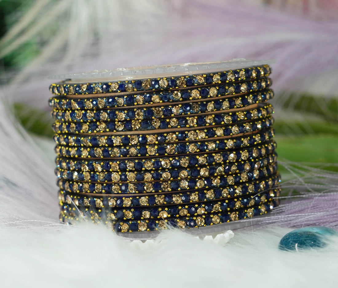 Beautiful Glass Bangles for Women & Girls | Crystal Beads Stone Work Multiple Color Chudiyan