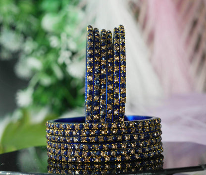 Glass Bangles with Beads Studded for Women & Girls | Multiple Color Chudiyan (Pack of 12 Bangles)