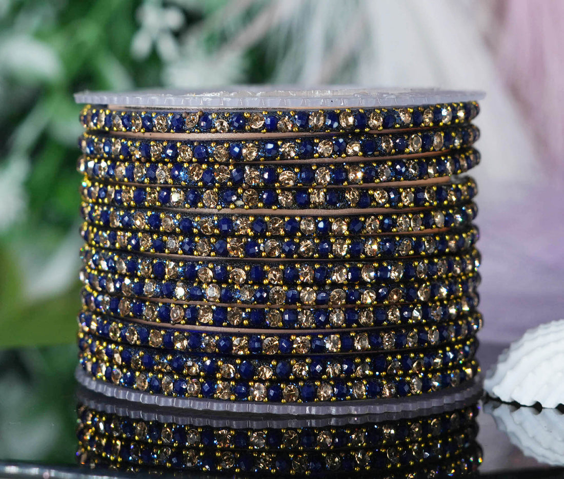 Beautiful Glass Bangles for Women & Girls | Crystal Beads Stone Work Multiple Color Chudiyan