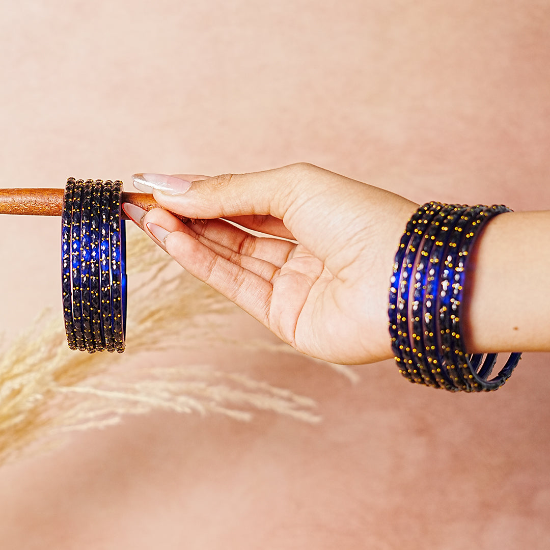 Raindrop Glass Bangle for Women (Pack of 12 Bangles)