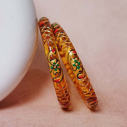 Traditional Glass Kada Bangle with Meenakari Work for Women & Girls (pack of 2 kada)