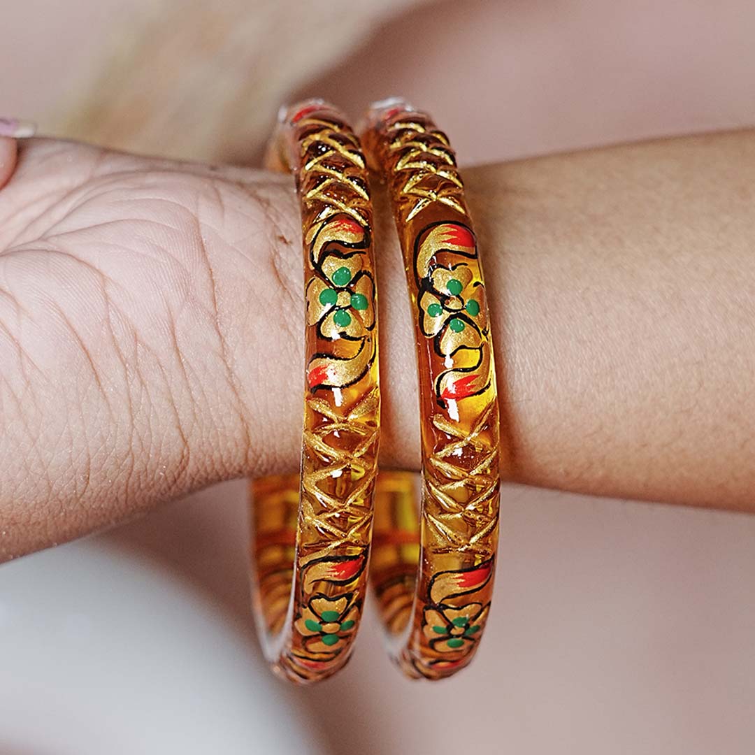 Traditional Glass Kada Bangle with Meenakari Work for Women & Girls (pack of 2 kada)