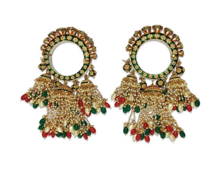 Multi Color Latkan Rajwadi Kada for Bridal, Traditional Jewelry Gold-Plated Kada’s for Wedding & Perfect for Brides