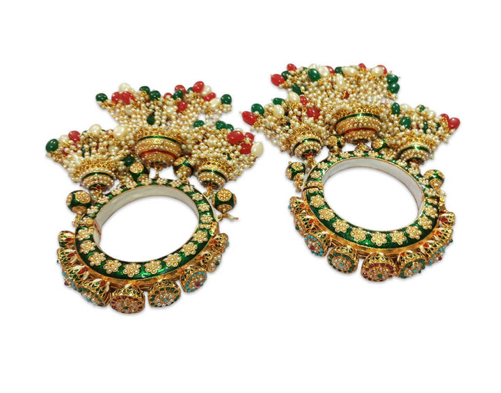 Multi Color Latkan Rajwadi Kada for Bridal, Traditional Jewelry Gold-Plated Kada’s for Wedding & Perfect for Brides