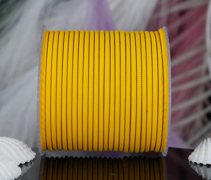 Mango Yellow Color Plain Matte Metal Bangles for Women & Girls (Pack of 24)
