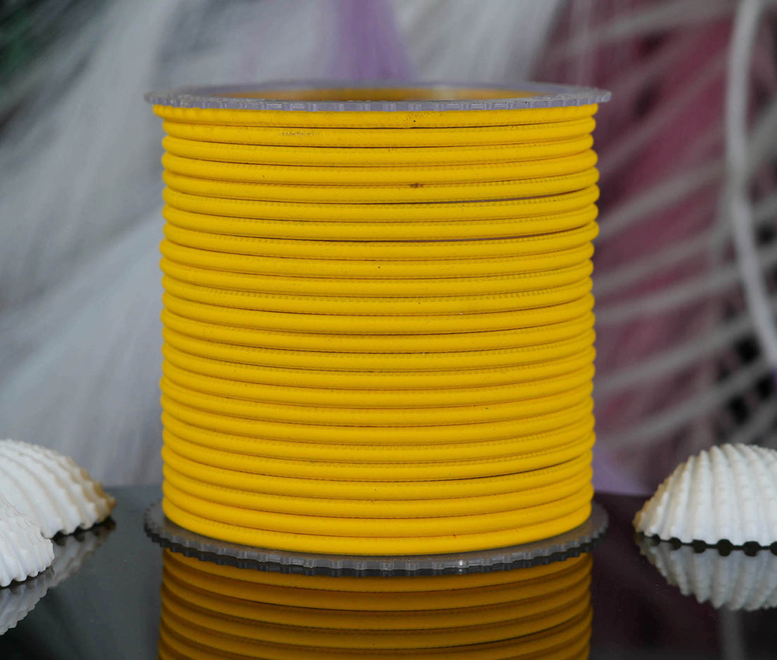 Mango Yellow Color Plain Matte Metal Bangles for Women & Girls (Pack of 24)
