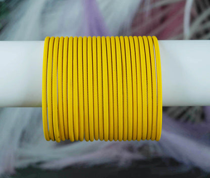 Mango Yellow Color Plain Matte Metal Bangles for Women & Girls (Pack of 24)