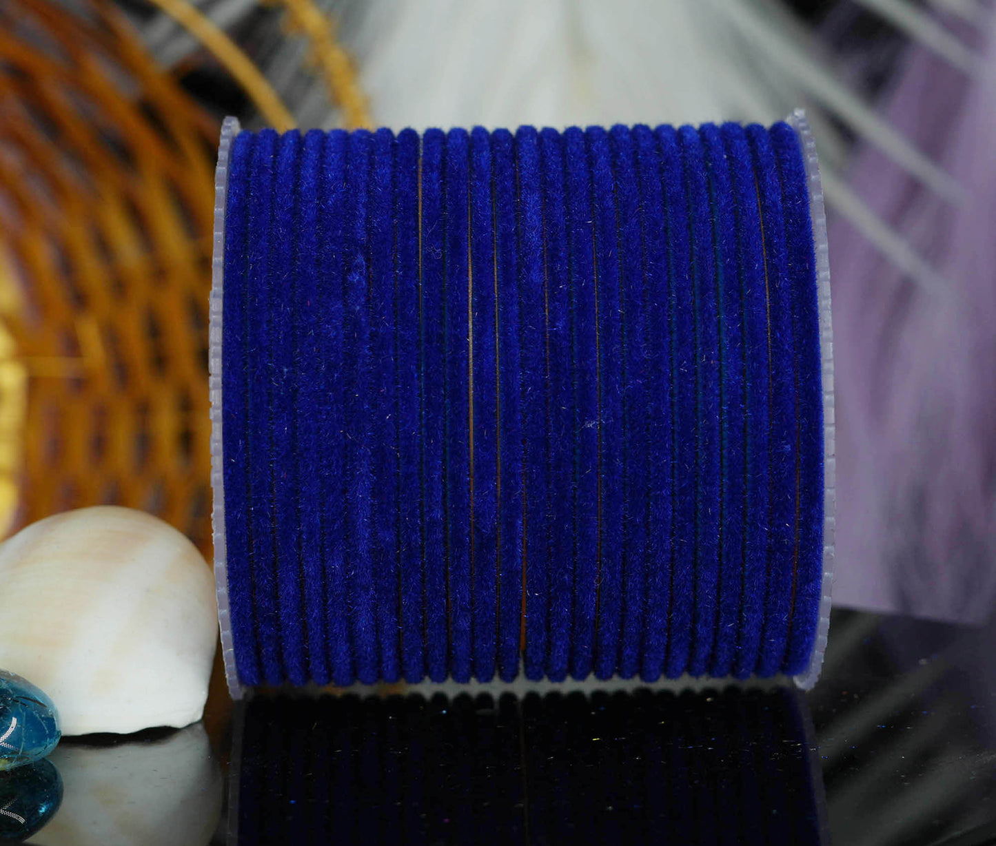 Navy Blue Velvet Metal Bangles for Women & Girls (Pack of 24)