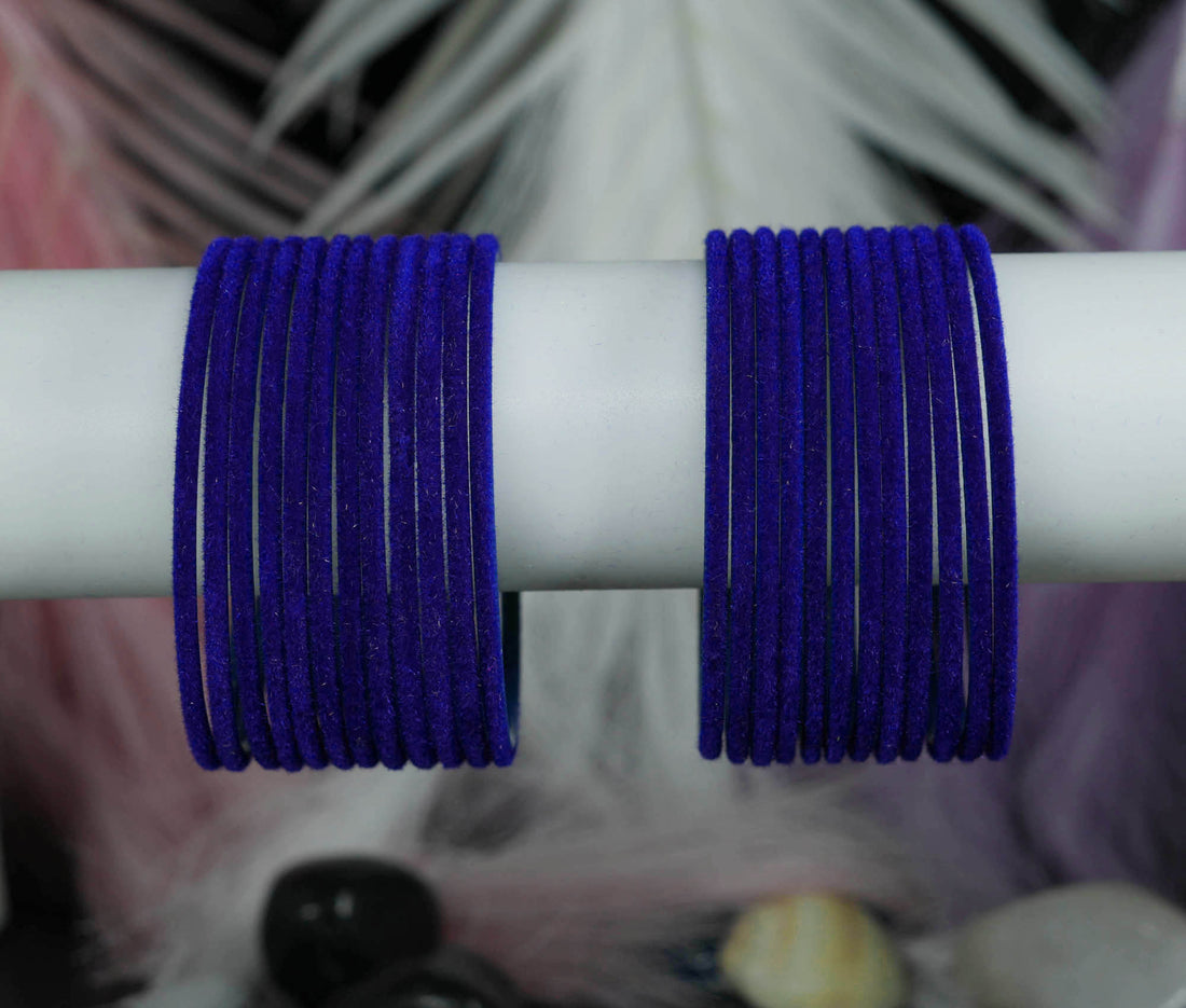 Fancy Velvet Metal Bangles for Women | Multiple Color Traditional Chudiyan for Ladies