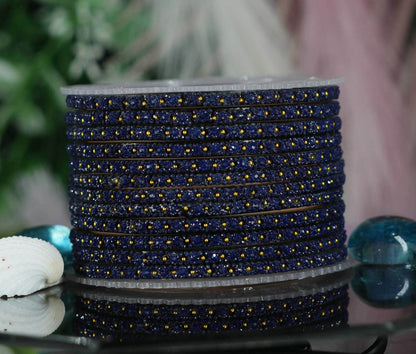 Glass Bangle with Golden Ball Studded for Women & Girls (Pack of 12 Bangles)