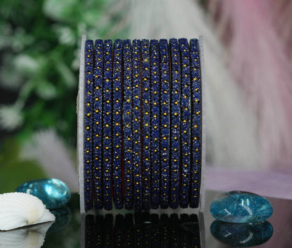 Glass Bangle with Golden Ball Studded for Women & Girls (Pack of 12 Bangles)