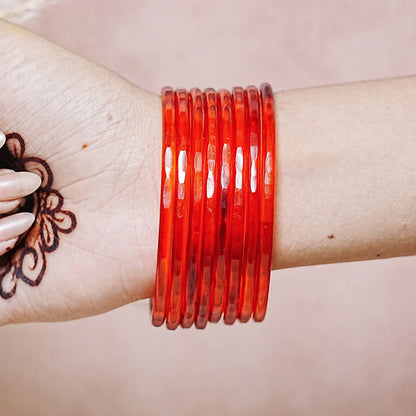 Trendy Acrylic Bangles Glossy & Smooth Finish for Women (Pack of 8)
